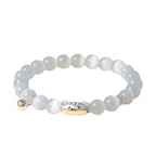 Fortune Jewel 999 Sterling Silver Natural Cat Head White Cat's Eye White Agate Positive Bracelet Fortune Jewel