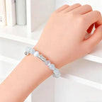 Fortune Jewel 999 Sterling Silver Natural Cat Head White Cat's Eye White Agate Positive Bracelet Fortune Jewel