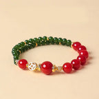 Fortune Jewel Natural Red Agate Double Wrap Design Green Chalcedony Calm Bracelet Fortune Jewel