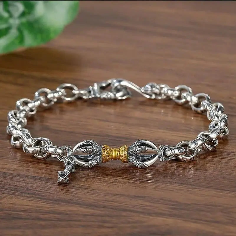 Fortune Jewel Retro Om Mani Padme Hum Vajra Copper Calm Bracelet Fortune Jewel