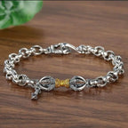 Fortune Jewel Retro Om Mani Padme Hum Vajra Copper Calm Bracelet Fortune Jewel