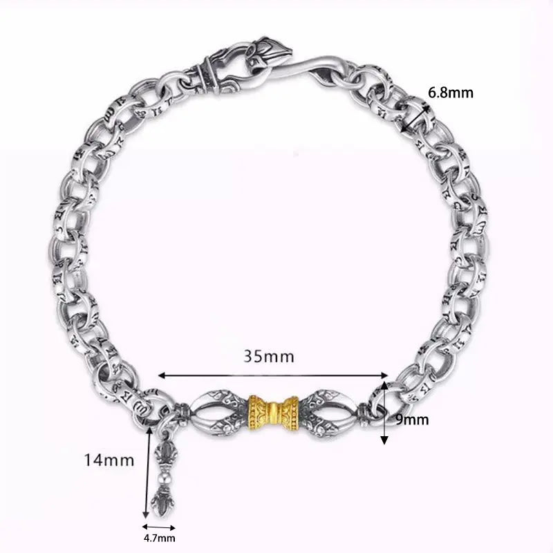 Fortune Jewel Retro Om Mani Padme Hum Vajra Copper Calm Bracelet Fortune Jewel