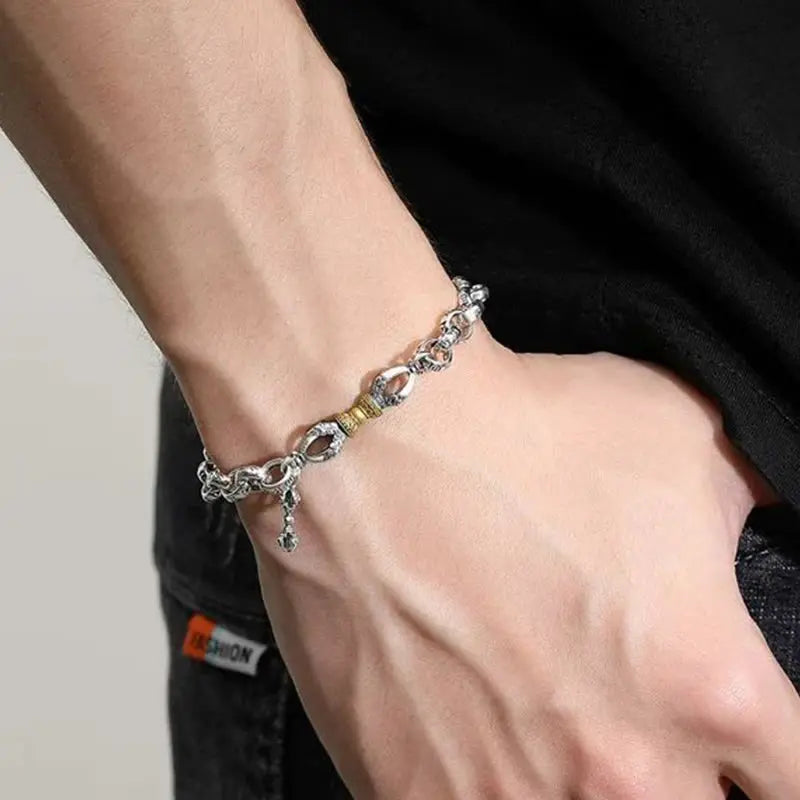 Fortune Jewel Retro Om Mani Padme Hum Vajra Copper Calm Bracelet Fortune Jewel
