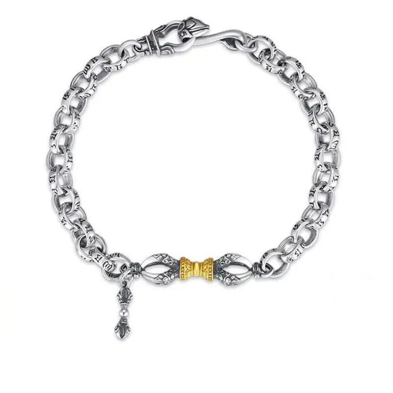 Fortune Jewel Retro Om Mani Padme Hum Vajra Copper Calm Bracelet Fortune Jewel