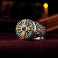 Fortune Jewel Tibetan Cross Design Vajra Auspicious Clouds Pattern Copper Adjustable Balance Ring Fortune Jewel