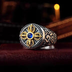 Fortune Jewel Tibetan Cross Design Vajra Auspicious Clouds Pattern Copper Adjustable Balance Ring Fortune Jewel