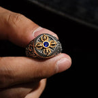 Fortune Jewel Tibetan Cross Design Vajra Auspicious Clouds Pattern Copper Adjustable Balance Ring Fortune Jewel