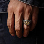 Fortune Jewel Tibetan Cross Design Vajra Auspicious Clouds Pattern Copper Adjustable Balance Ring Fortune Jewel