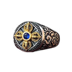 Fortune Jewel Tibetan Cross Design Vajra Auspicious Clouds Pattern Copper Adjustable Balance Ring Fortune Jewel
