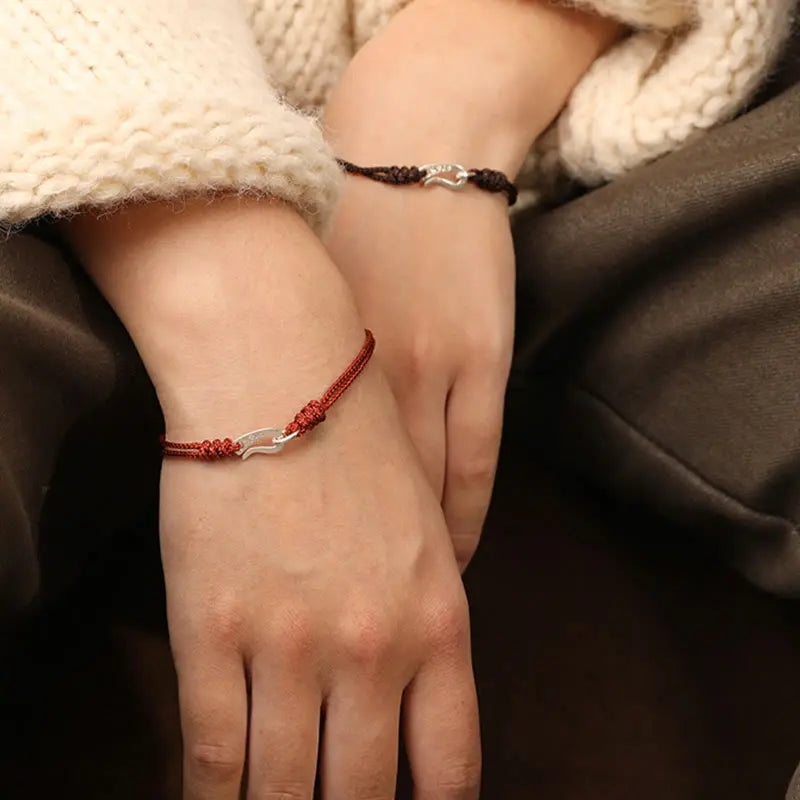 Fortune Jewel 925 Sterling Silver Hook Design Red String Strength Colorful Bracelet Fortune Jewel