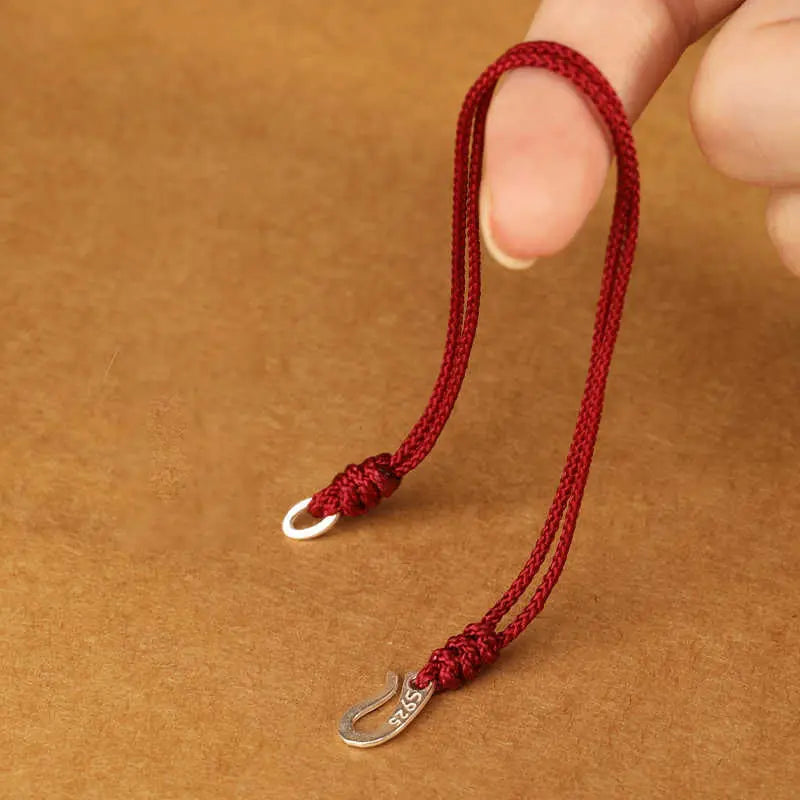 Fortune Jewel 925 Sterling Silver Hook Design Red String Strength Colorful Bracelet Fortune Jewel
