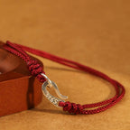Fortune Jewel 925 Sterling Silver Hook Design Red String Strength Colorful Bracelet Fortune Jewel