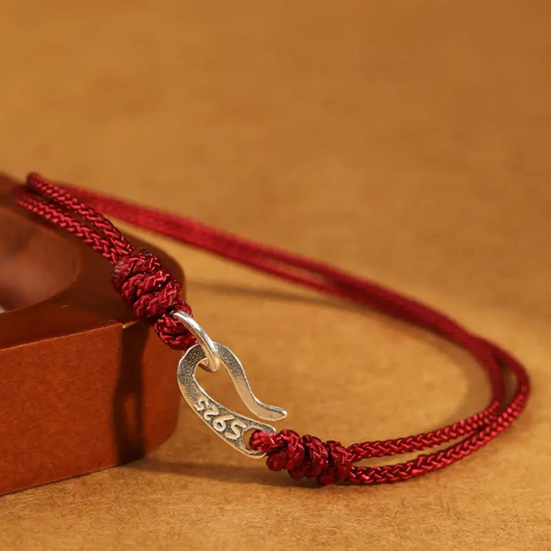 Fortune Jewel 925 Sterling Silver Hook Design Red String Strength Colorful Bracelet Fortune Jewel