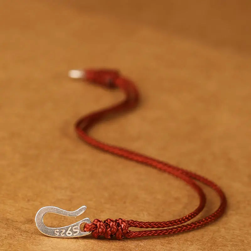 Fortune Jewel 925 Sterling Silver Hook Design Red String Strength Colorful Bracelet Fortune Jewel