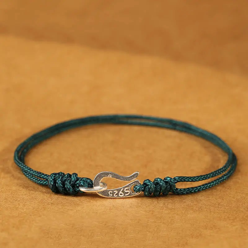 Fortune Jewel 925 Sterling Silver Hook Design Red String Strength Colorful Bracelet Fortune Jewel