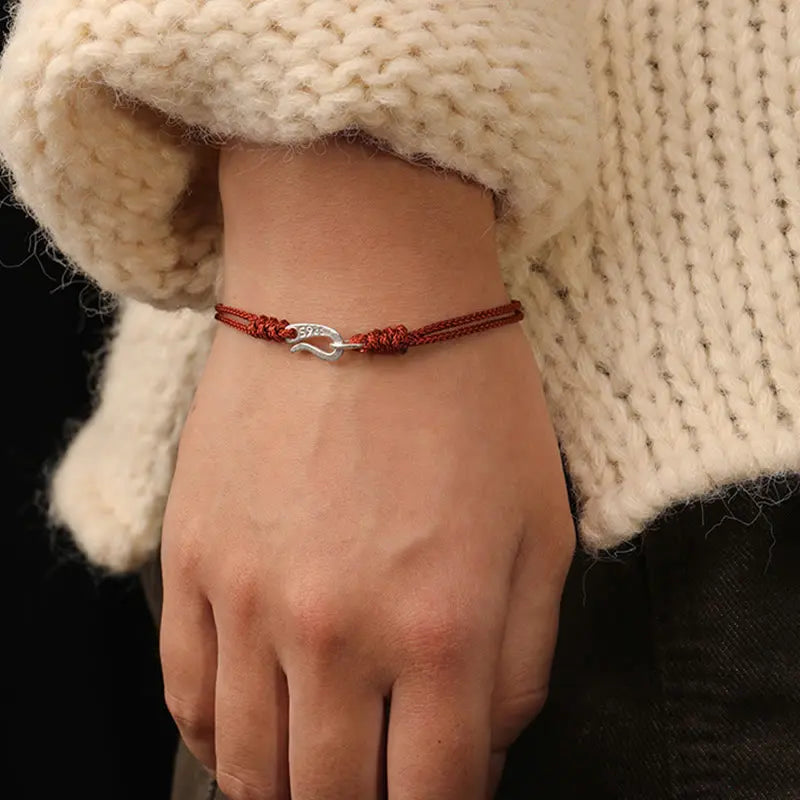 Fortune Jewel 925 Sterling Silver Hook Design Red String Strength Colorful Bracelet Fortune Jewel