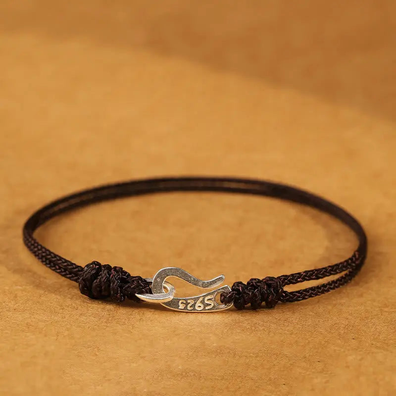 Fortune Jewel 925 Sterling Silver Hook Design Red String Strength Colorful Bracelet Fortune Jewel
