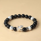 Fortune Jewel 999 Sterling Silver Year Of The Horse Natural Black Obsidian Bodhi Seed Strength Bracelet Fortune Jewel