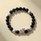 Fortune Jewel 999 Sterling Silver Year Of The Horse Natural Black Obsidian Bodhi Seed Strength Bracelet Fortune Jewel