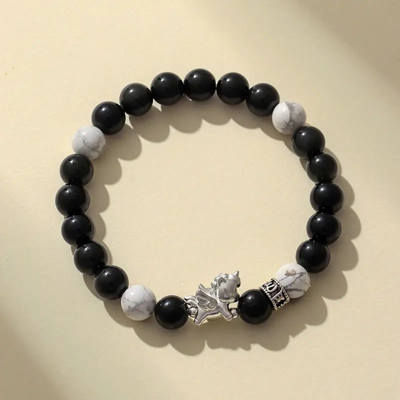 Fortune Jewel 999 Sterling Silver Year Of The Horse Natural Black Obsidian Bodhi Seed Strength Bracelet Fortune Jewel