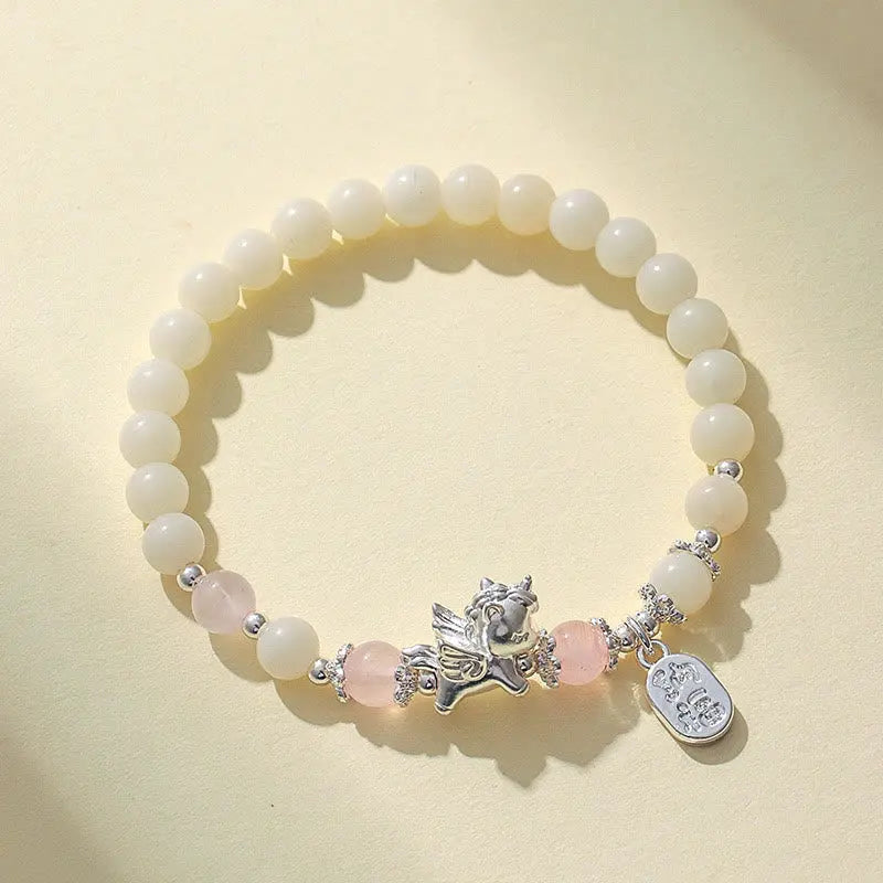 Fortune Jewel 999 Sterling Silver Year Of The Horse Natural Black Obsidian Bodhi Seed Strength Bracelet Fortune Jewel