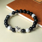 Fortune Jewel 999 Sterling Silver Year Of The Horse Natural Black Obsidian Bodhi Seed Strength Bracelet Fortune Jewel