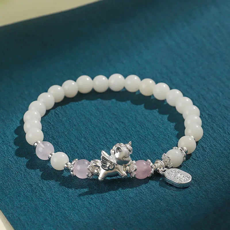 Fortune Jewel 999 Sterling Silver Year Of The Horse Natural Black Obsidian Bodhi Seed Strength Bracelet Fortune Jewel