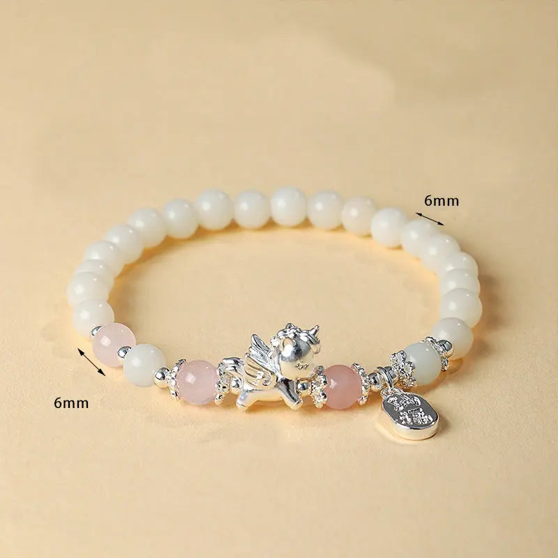 Fortune Jewel 999 Sterling Silver Year Of The Horse Natural Black Obsidian Bodhi Seed Strength Bracelet Fortune Jewel