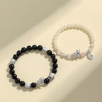 Fortune Jewel 999 Sterling Silver Year Of The Horse Natural Black Obsidian Bodhi Seed Strength Bracelet Fortune Jewel