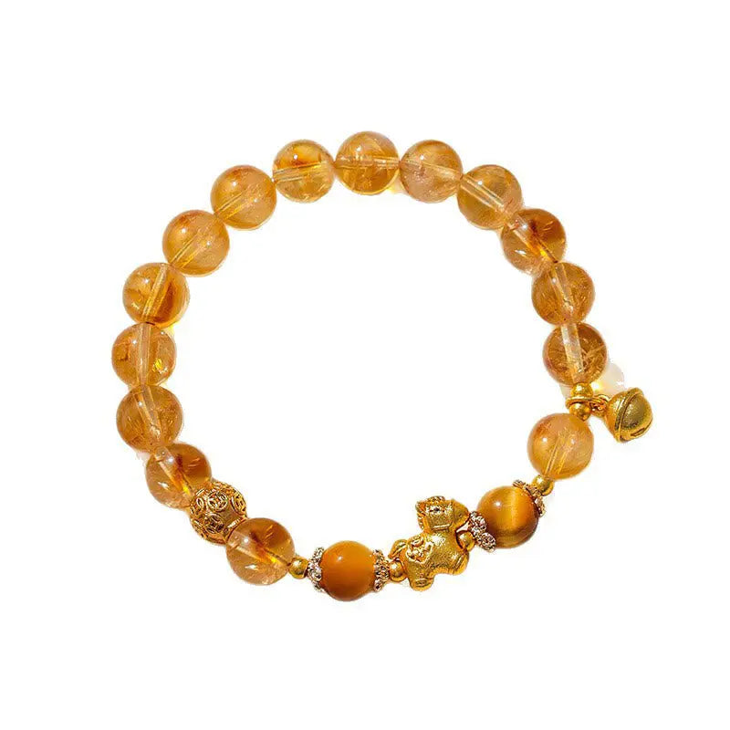 Fortune Jewel Year Of The Horse 8mm Citrine Pink Crystal Strawberry Quartz Protection Bracelet Fortune Jewel