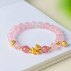 Fortune Jewel Year Of The Horse 8mm Citrine Pink Crystal Strawberry Quartz Protection Bracelet Fortune Jewel