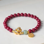Fortune Jewel Year Of The Horse Natural Cinnabar Hetian Jade Concentration Bracelet Fortune Jewel