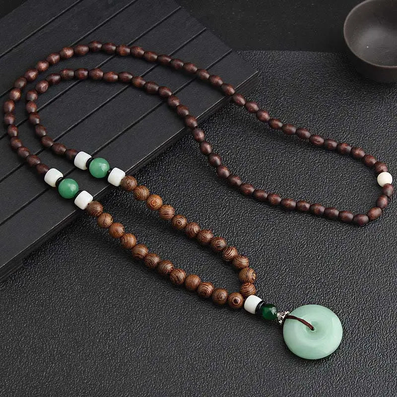 Fortune Jewel Wenge Wood Peace Buckle Balance Tranquility Pendant Necklace Fortune Jewel