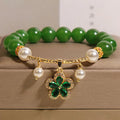 Fortune Jewel Green Jasper Pearl Flower Balance Bracelet Fortune Jewel