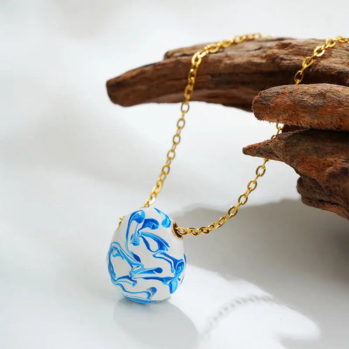 Buddha Stones Copper Wealth Healing Water Drop Shape Pendant Necklace Fortune Jewel