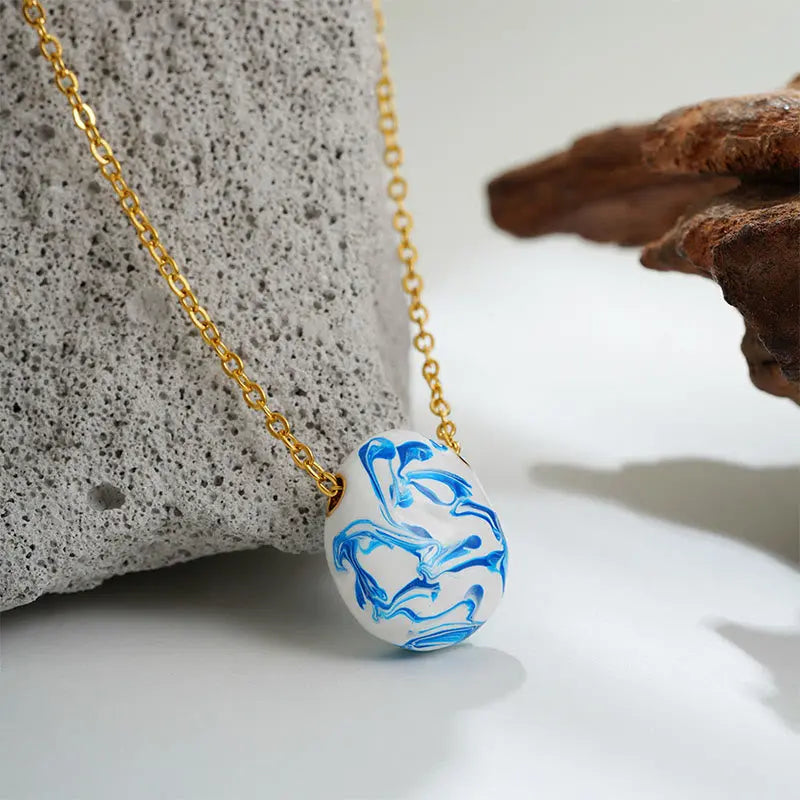 Buddha Stones Copper Wealth Healing Water Drop Shape Pendant Necklace Fortune Jewel