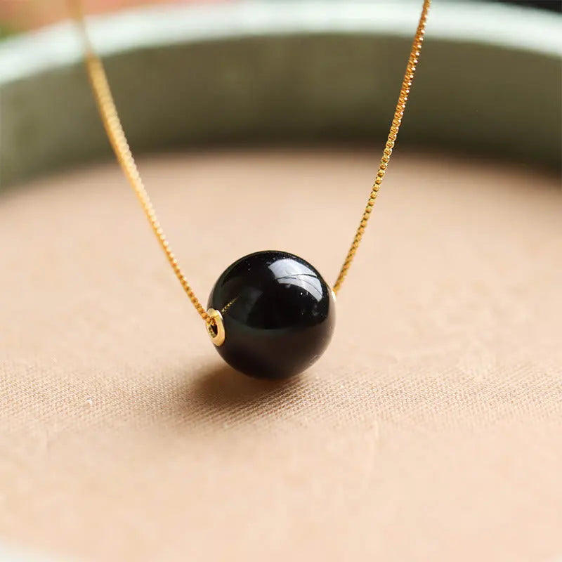 Fortune Jewel 925 Sterling Silver Amber Round Bead Confidence Focus Pendant Necklace Fortune Jewel