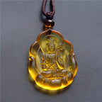 Fortune Jewel Liuli Crystal Chinese Zodiac Natal Buddha Protection Necklace Pendant Fortune Jewel