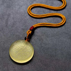 Fortune Jewel Liuli Crystal Wealth God Mantra Abundance Eight-petal Shape Necklace Pendant Fortune Jewel
