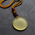 Fortune Jewel Liuli Crystal Wealth God Mantra Abundance Eight-petal Shape Necklace Pendant Fortune Jewel