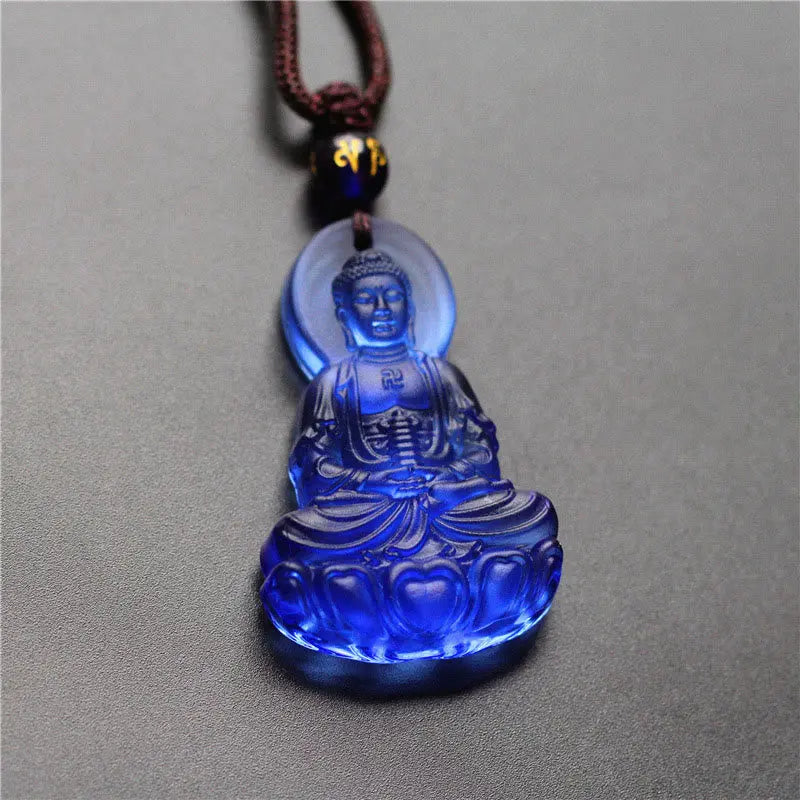 Fortune Jewel Liuli Crystal Medicine Buddha Serenity Necklace Pendant Fortune Jewel
