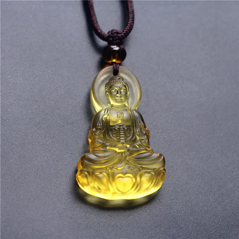 Fortune Jewel Liuli Crystal Medicine Buddha Serenity Necklace Pendant Fortune Jewel