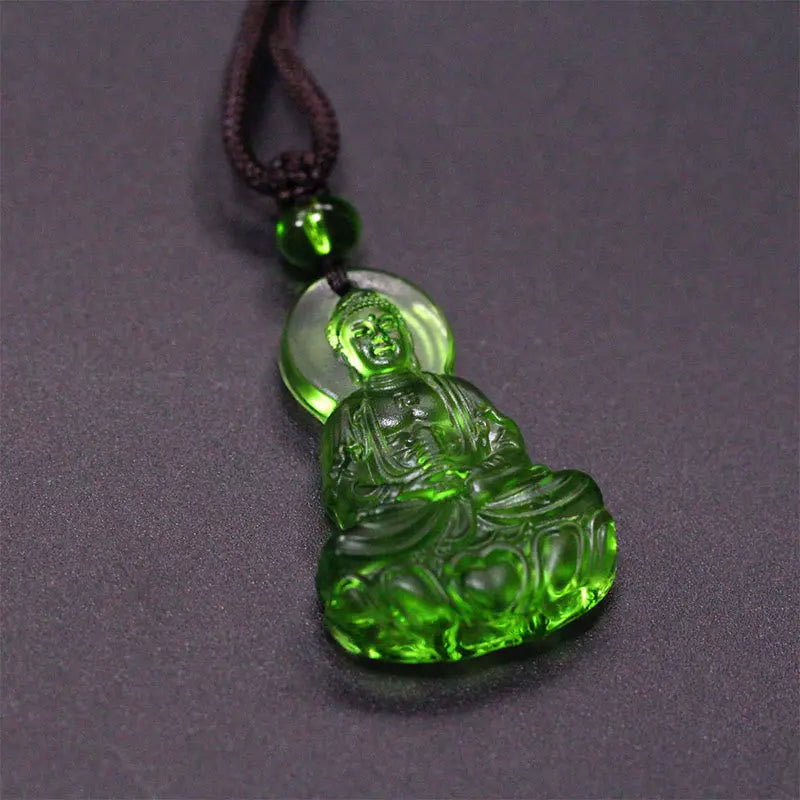 Fortune Jewel Liuli Crystal Medicine Buddha Serenity Necklace Pendant Fortune Jewel
