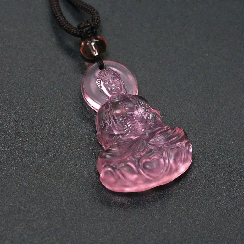 Fortune Jewel Liuli Crystal Medicine Buddha Serenity Necklace Pendant Fortune Jewel
