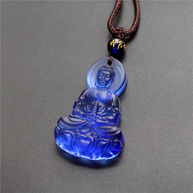 Fortune Jewel Liuli Crystal Medicine Buddha Serenity Necklace Pendant Fortune Jewel