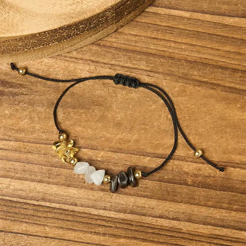 Fortune Jewel Citrine Green Aventurine Pyrite Success Rope Card Bracelet Fortune Jewel