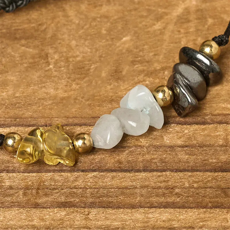 Fortune Jewel Citrine Green Aventurine Pyrite Success Rope Card Bracelet Fortune Jewel