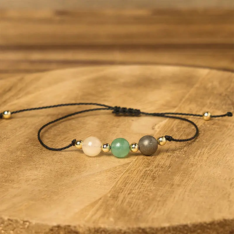 Fortune Jewel Citrine Green Aventurine Pyrite Success Rope Card Bracelet Fortune Jewel