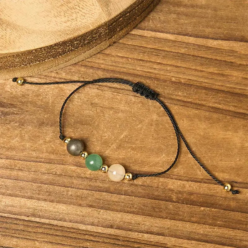 Fortune Jewel Citrine Green Aventurine Pyrite Success Rope Card Bracelet Fortune Jewel