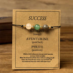 Fortune Jewel Citrine Green Aventurine Pyrite Success Rope Card Bracelet Fortune Jewel